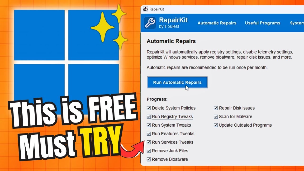 This FREE Automatic Repair TOOL will FIX Windows Problems and 🚀BOOST Performance