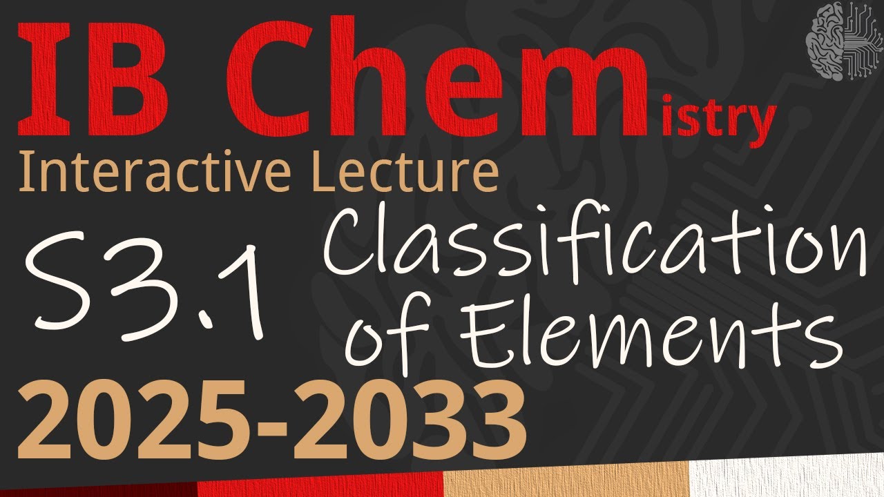 IB Chemistry S3.1 - Classification of Elements [SL/HL] - Interactive Lecture 2025-2033