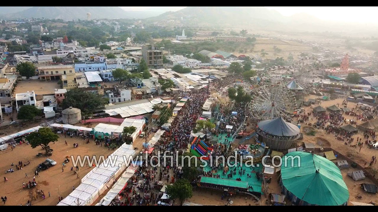Pushkar's annual camel fair as seen from the air