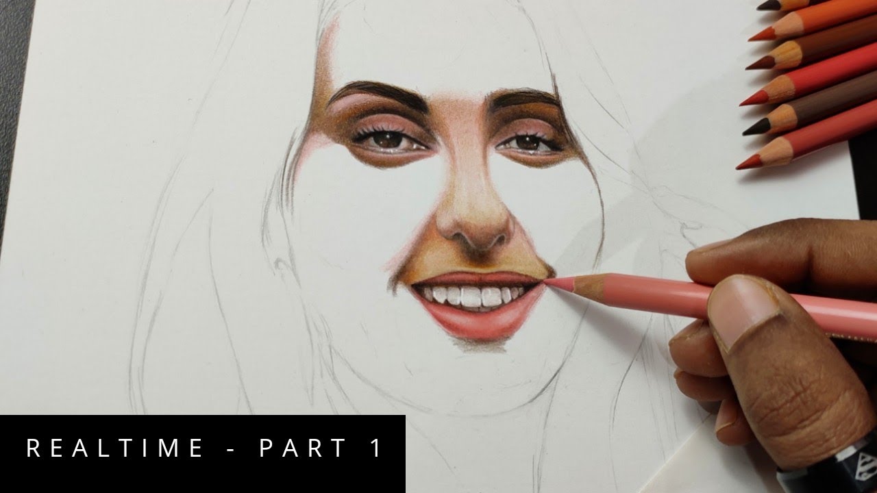 (Realtime) Drawing a face using colour pencils - Part 1  | Siddhant's Artwork