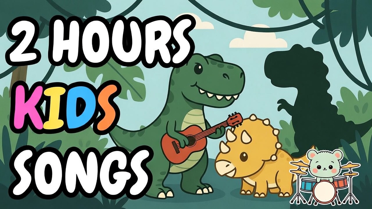 2 Hours of Kids Songs 🦖🌈 | Dinosaurs, Jungle & Shapes | Low Stimulation Compilation