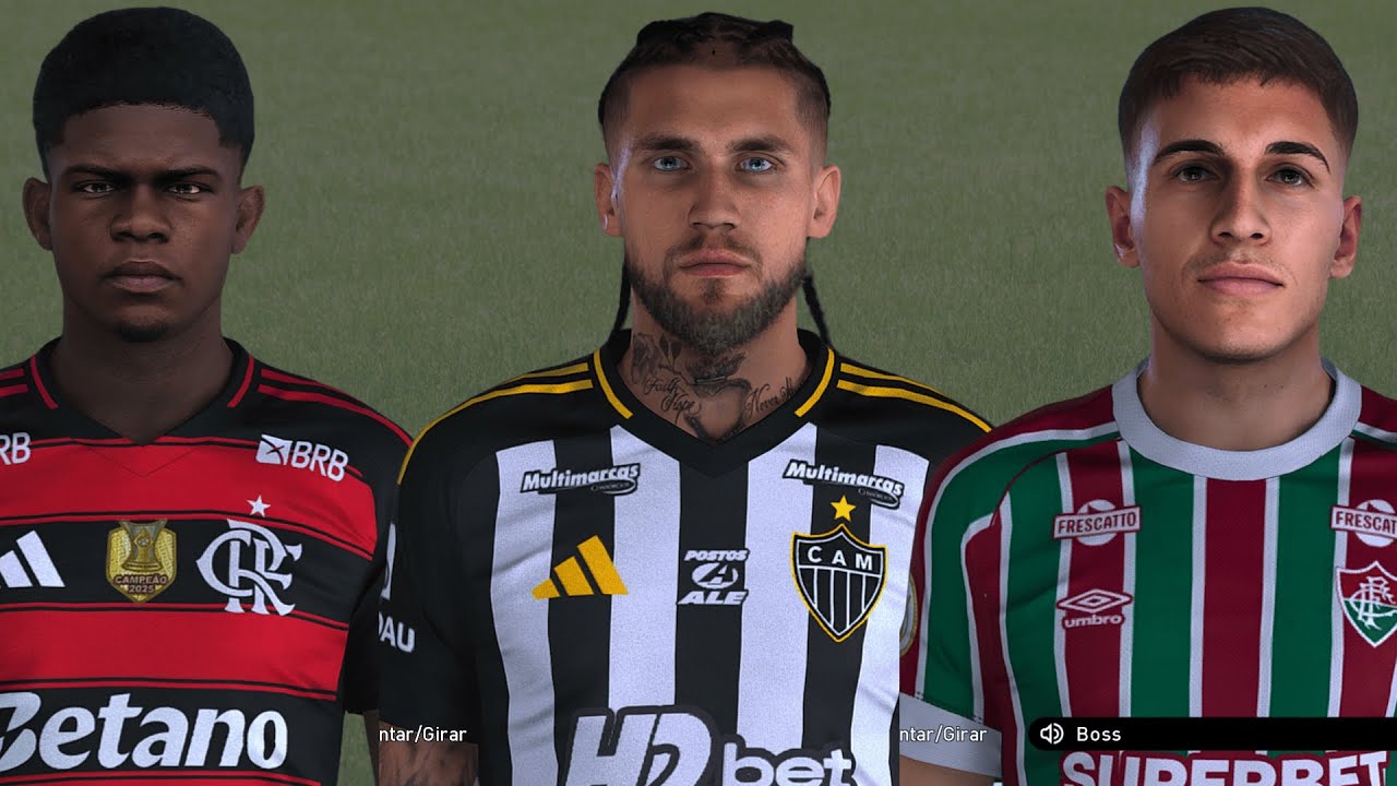 Набор лиц + татуировки - BR V114 | Дуглас Теллес, Лианко и Факундо Берналь | PES 21 PC