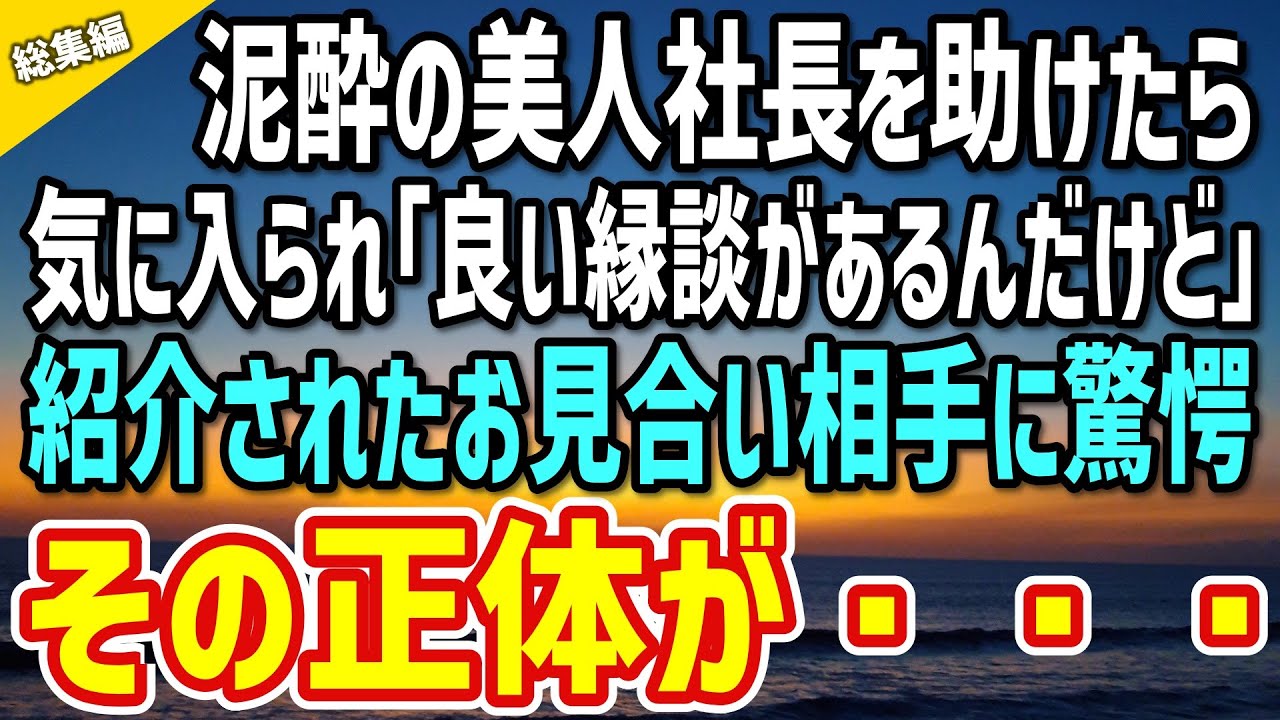 【感動】仕事帰りに泥酔した美人社長を助けた俺。後日「あなたに良い縁談があるんだけど」とお見合い話を勧めてきた→紹介された相手に驚愕…その正体が…【総集編】