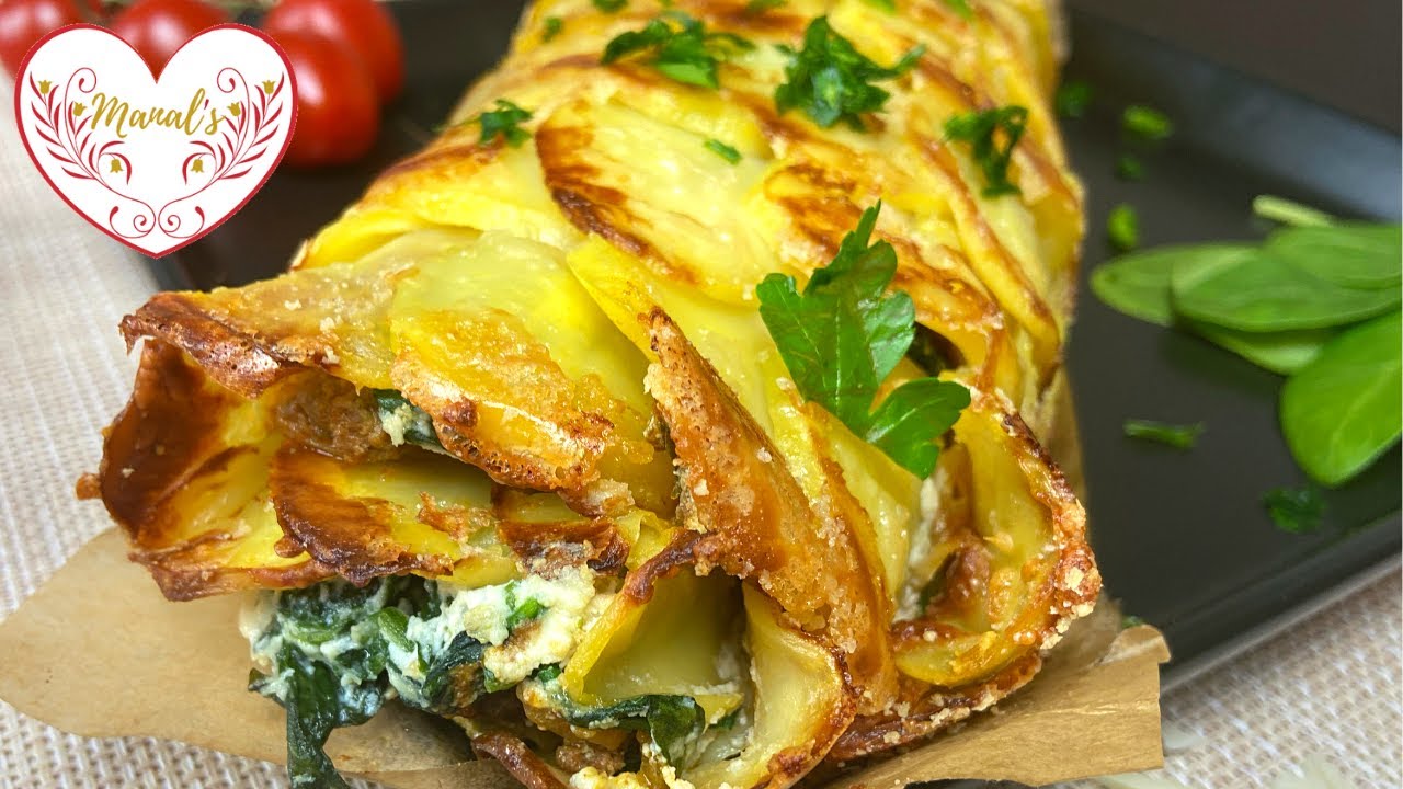 Scalloped potato roll recipe | Ground meat, spinach & ricotta filling ... SO DELICIOUS!