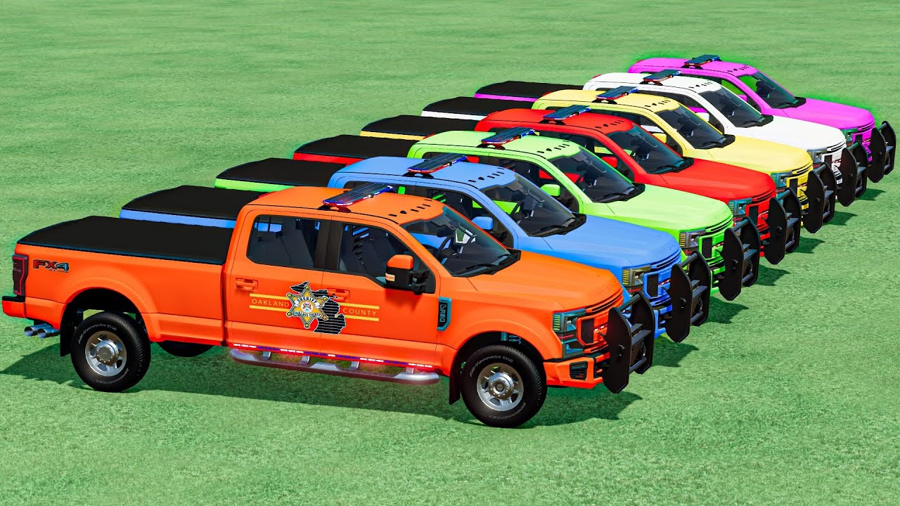 TRANSPORTING FORD PICKUP POLICE CAR ! EVERY COLOR ! BEAMNG DRIVE