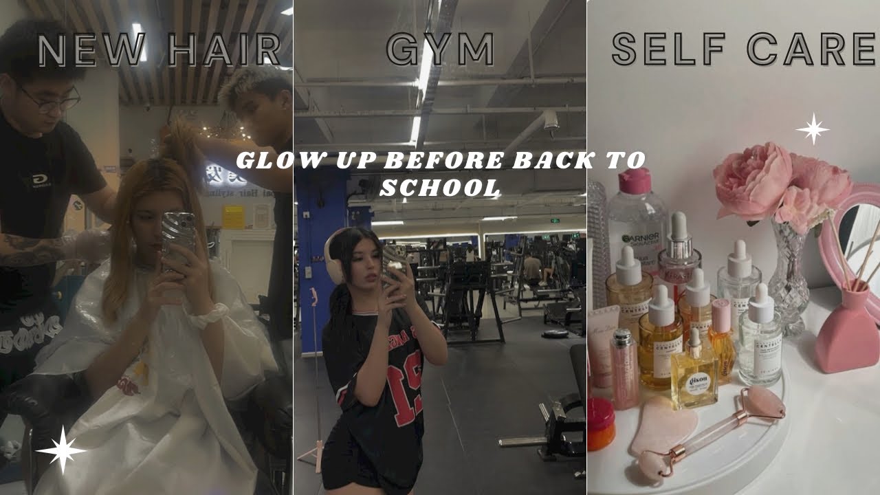 ✨Back to Uni Glow Up | آخر يوم عطلة + الجيم + لون شعري الجديد✨🌸
