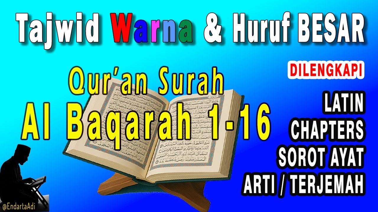 Surah Al Baqarah 1-16 | Belajar Ngaji Tajwid Quran Latin Terjemah Surat Al Baqarah 1-16