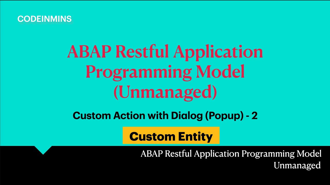 Часть 16: Неуправляемая модель программирования приложений RESTful ABAP (RAP) &mdash; диалоговое окно д...