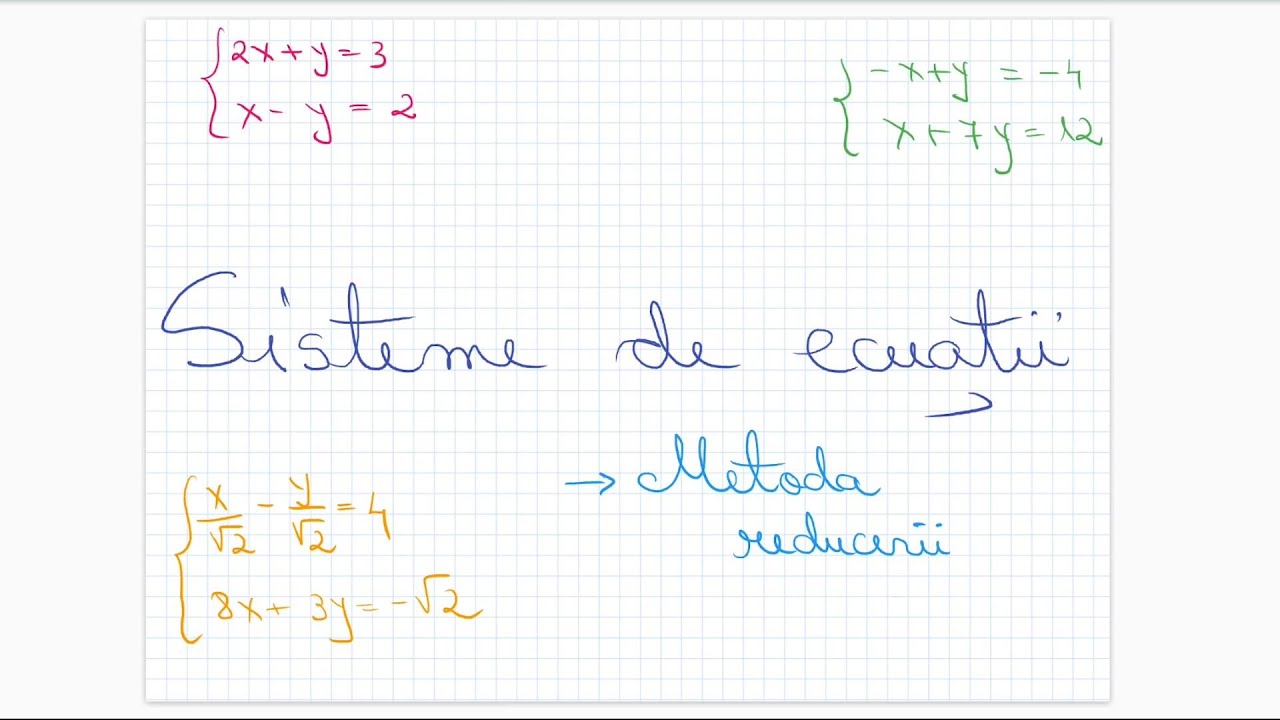 Sisteme de ecuatii: metoda reducerii