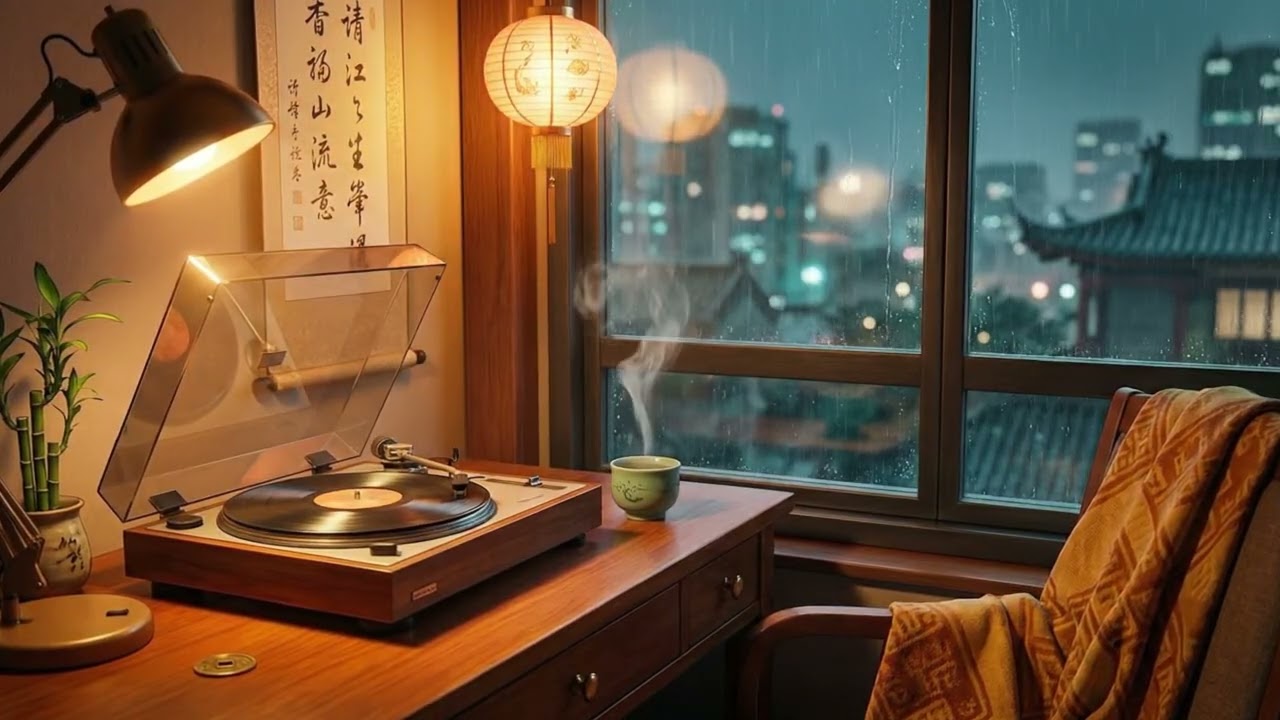 Late Night Window Light 🌙 Warm Lo-Fi & City Ambience | Vinyl Haze