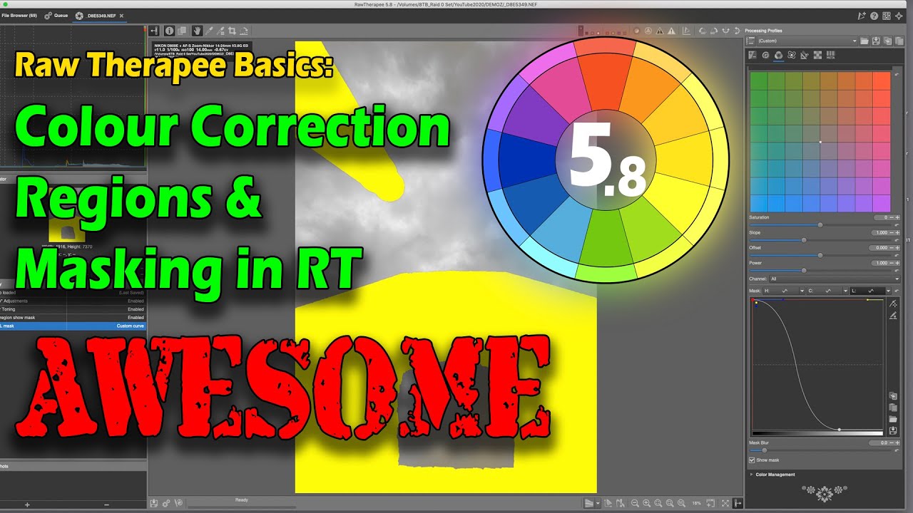 Raw Therapee Basics: Colour Correction Regions & Masking in v5.8/5.9/Dev