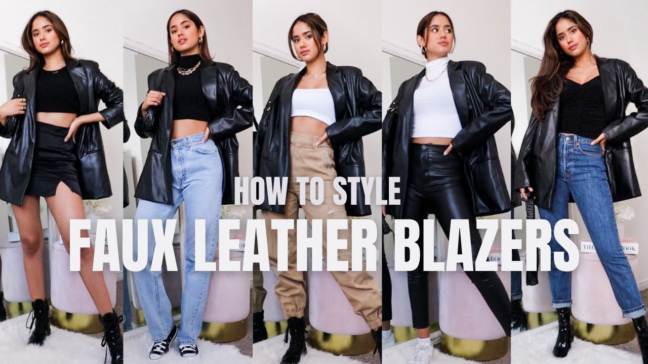 How to style a faux leather blazer! Six Outfit Ideas