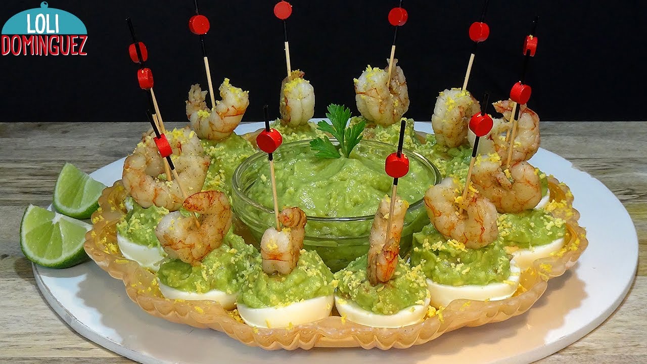 HUEVOS RELLENOS CON GUACAMOLE Y GAMBAS O CAMARONES. Loli Domínguez - Recetas paso a paso, tutorial.