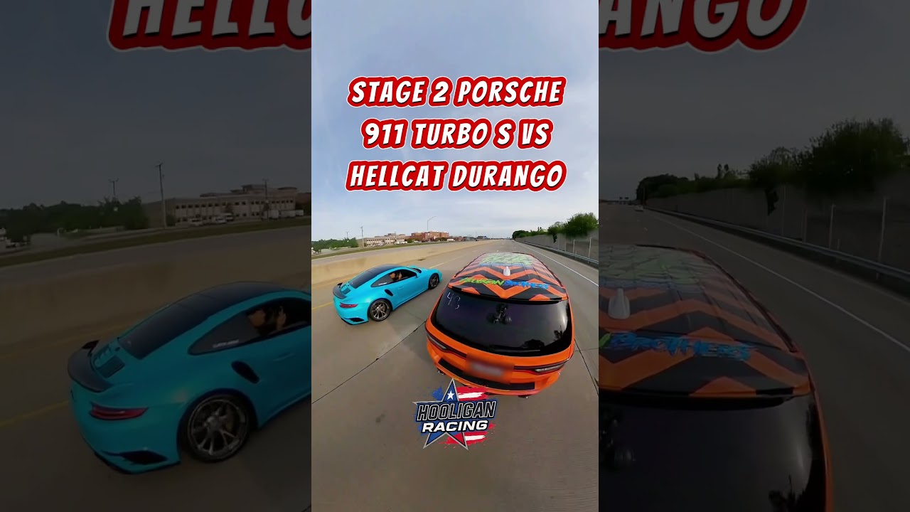 PORSCHE 911 TURBO S VS HELLCAT DURANGO ROLL RACE! #rollracing #hellcat #supercharged #911turbos