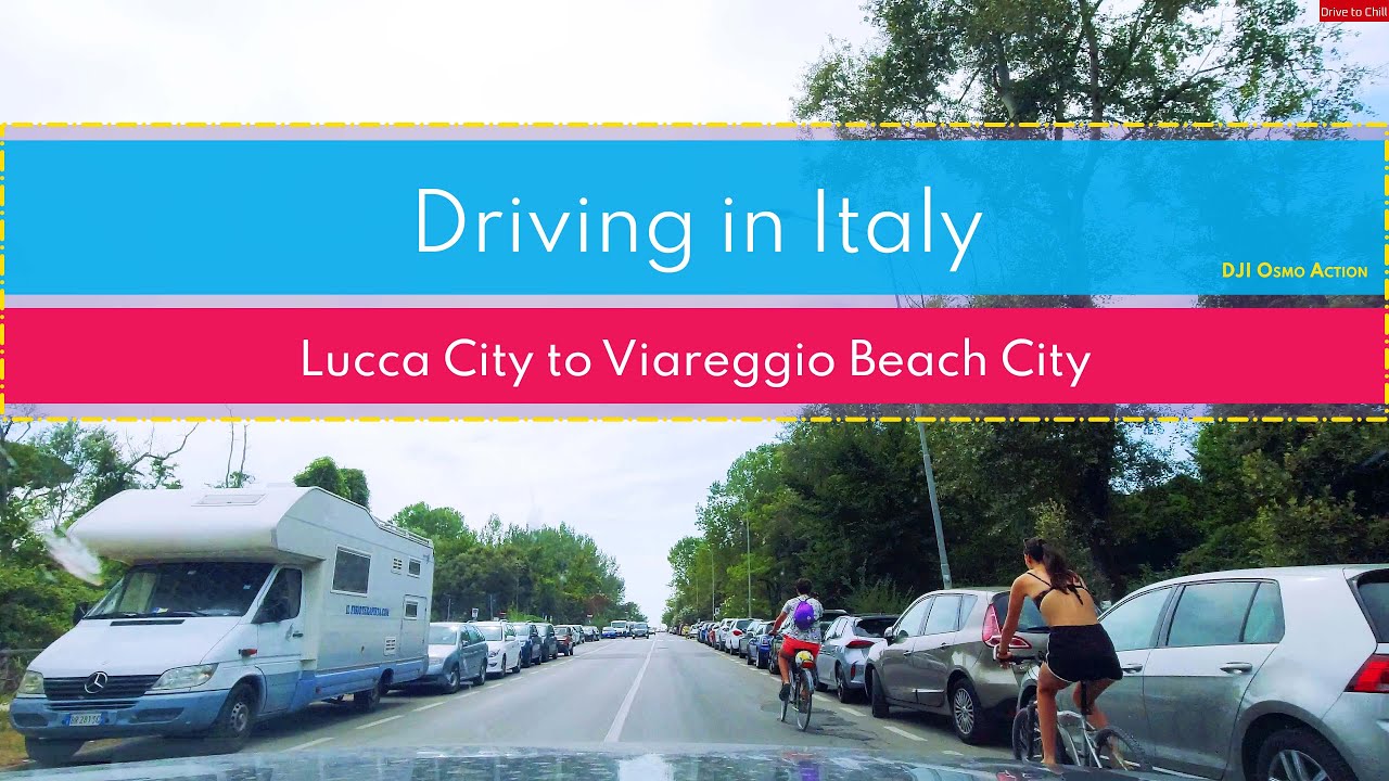 Driving in Italy - from Lucca City to Viareggio Beach City