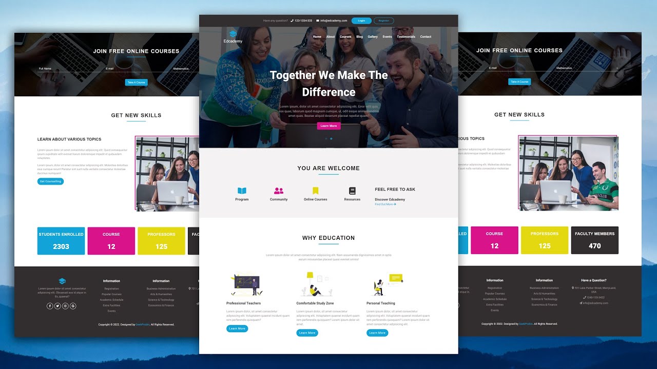 Education Website Design Using HTML, CSS & JQuery
