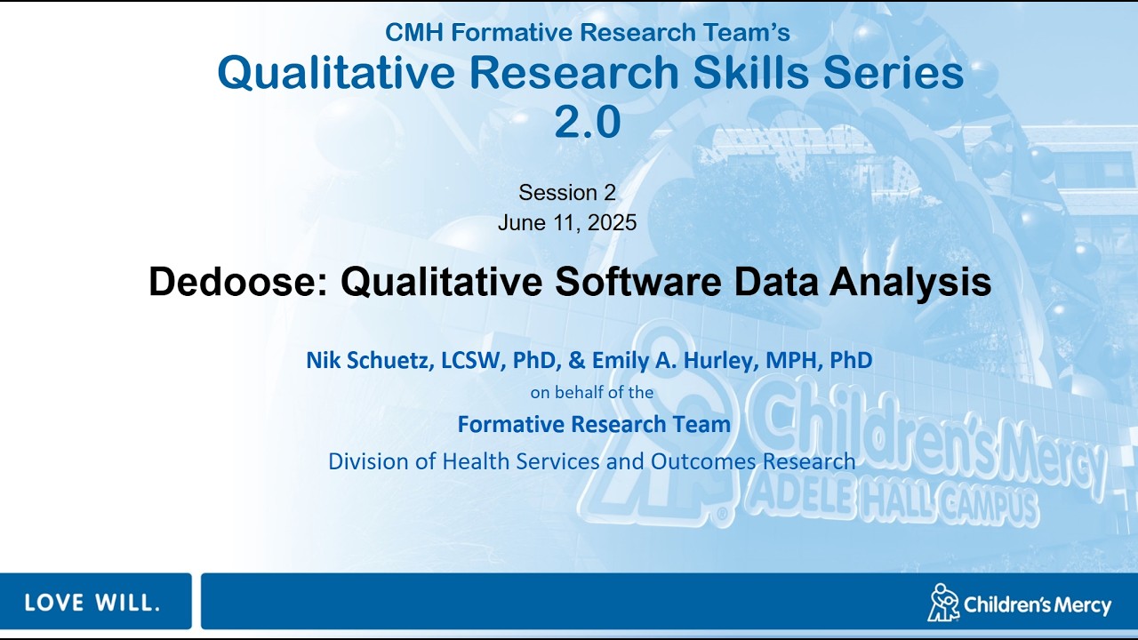 Session 2: Dedoose | Qualitative software data analysis