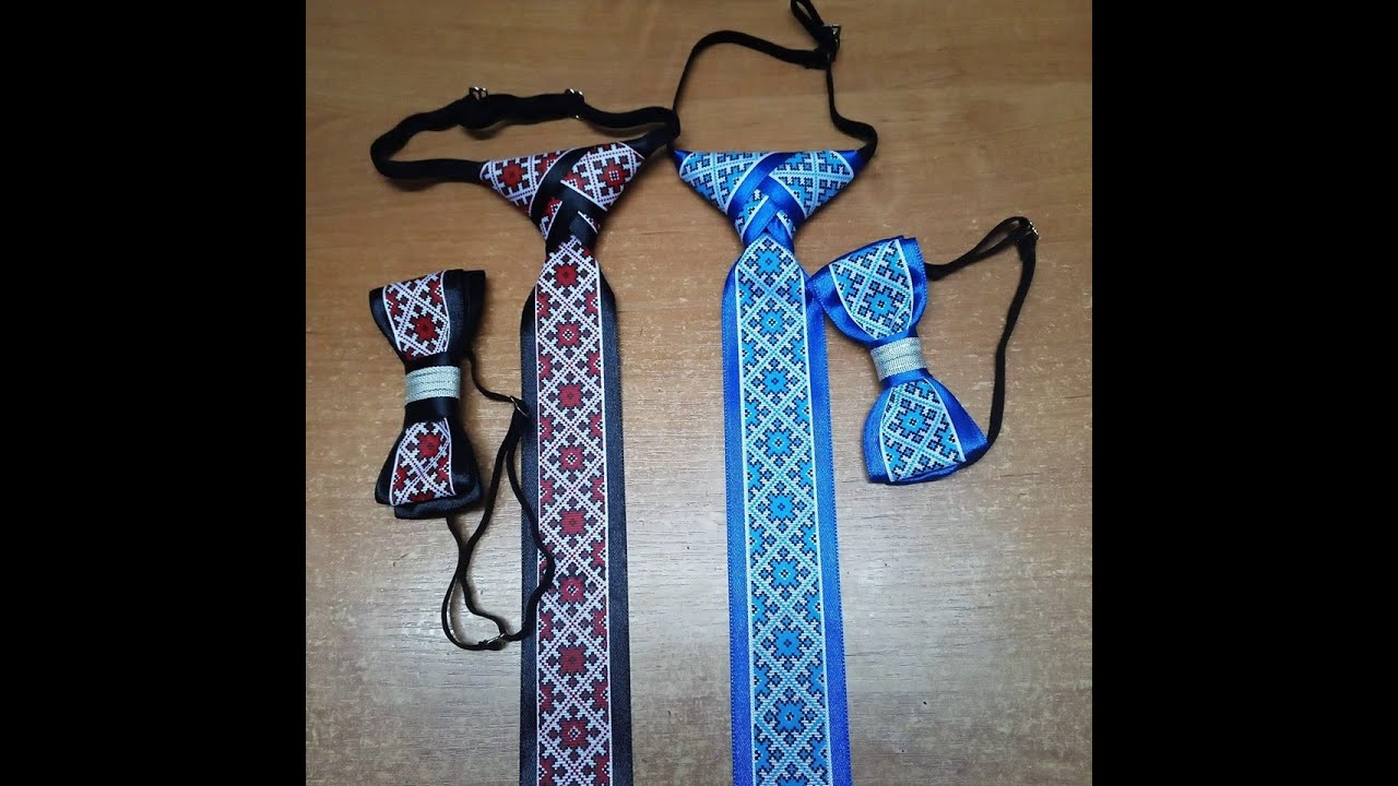 Tie and bow tie for boys from ribbons/ Галстук и галстук-бабочка для мальчиков из лент