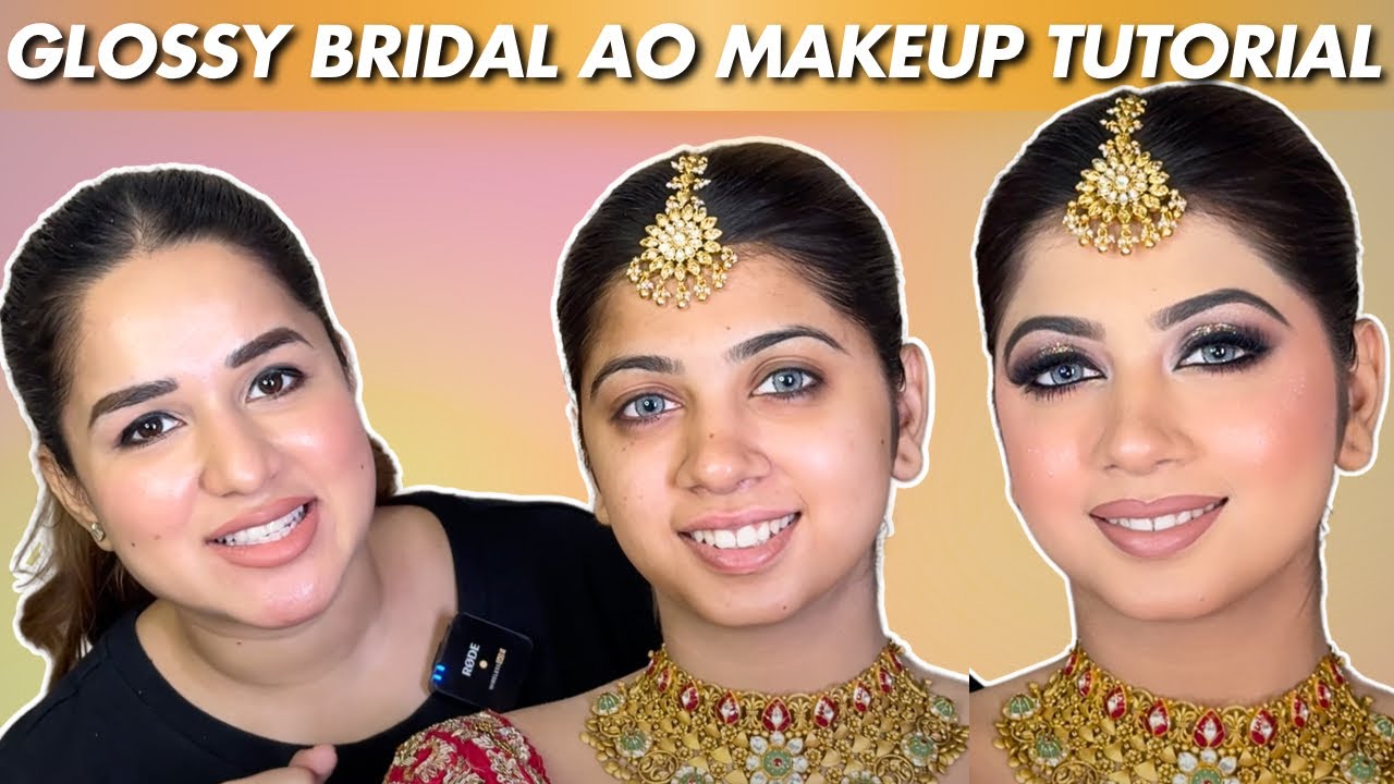 GLOSSY Bridal Makeup Look || Uncut in simple steps || #makeuptutorial #aarushioswal
