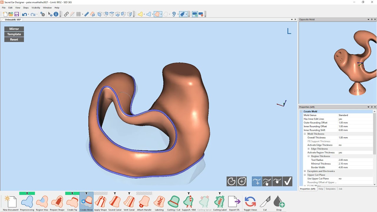 How to create BTE earmolds in Secret Ear Designer