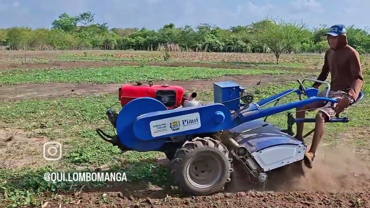 Arado de terras dos quintais das famílias do  Quilombo Manga/Iús Micro trator Tobata em ação.