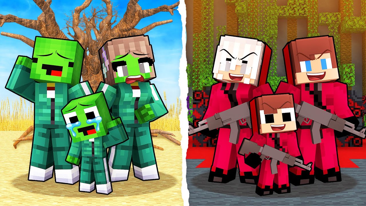 Mikey Family PLAYERS vs JJ Family SNIPERS in Squid Game in Minecraft (Maizen)