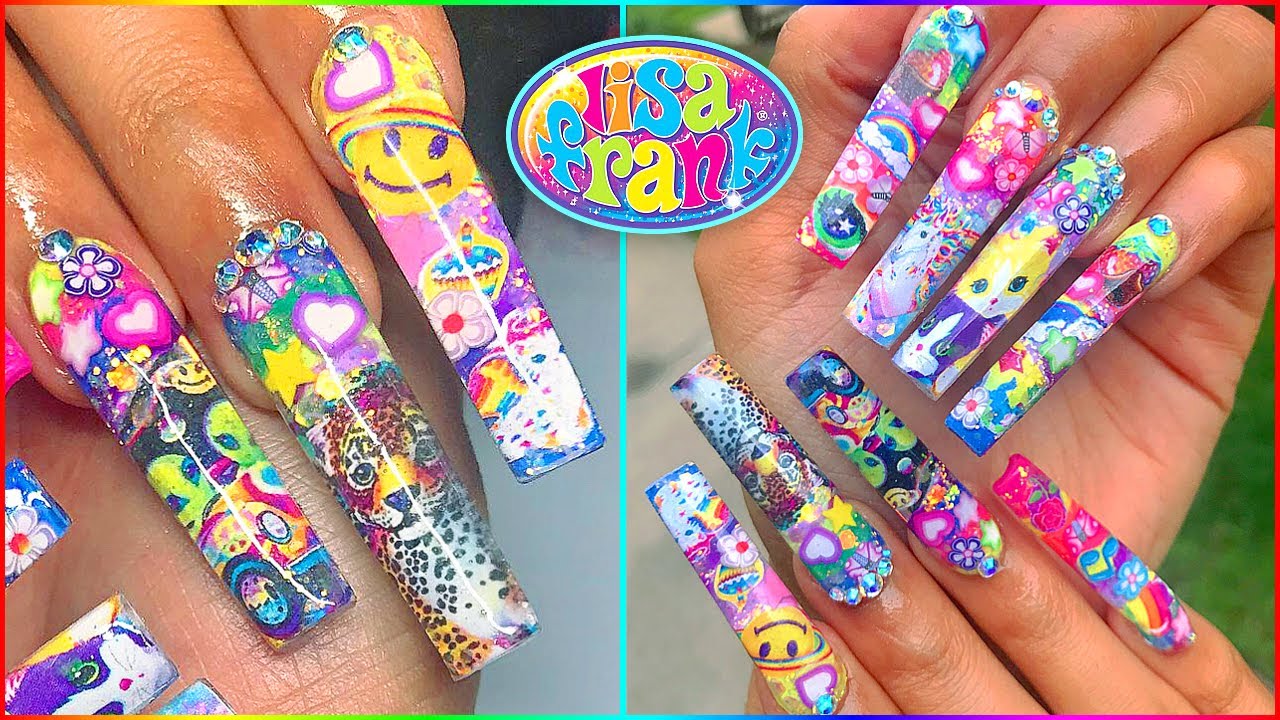 viewers choice:🌈LISA FRANK NAILS!🐯DIY Custom Decals💖