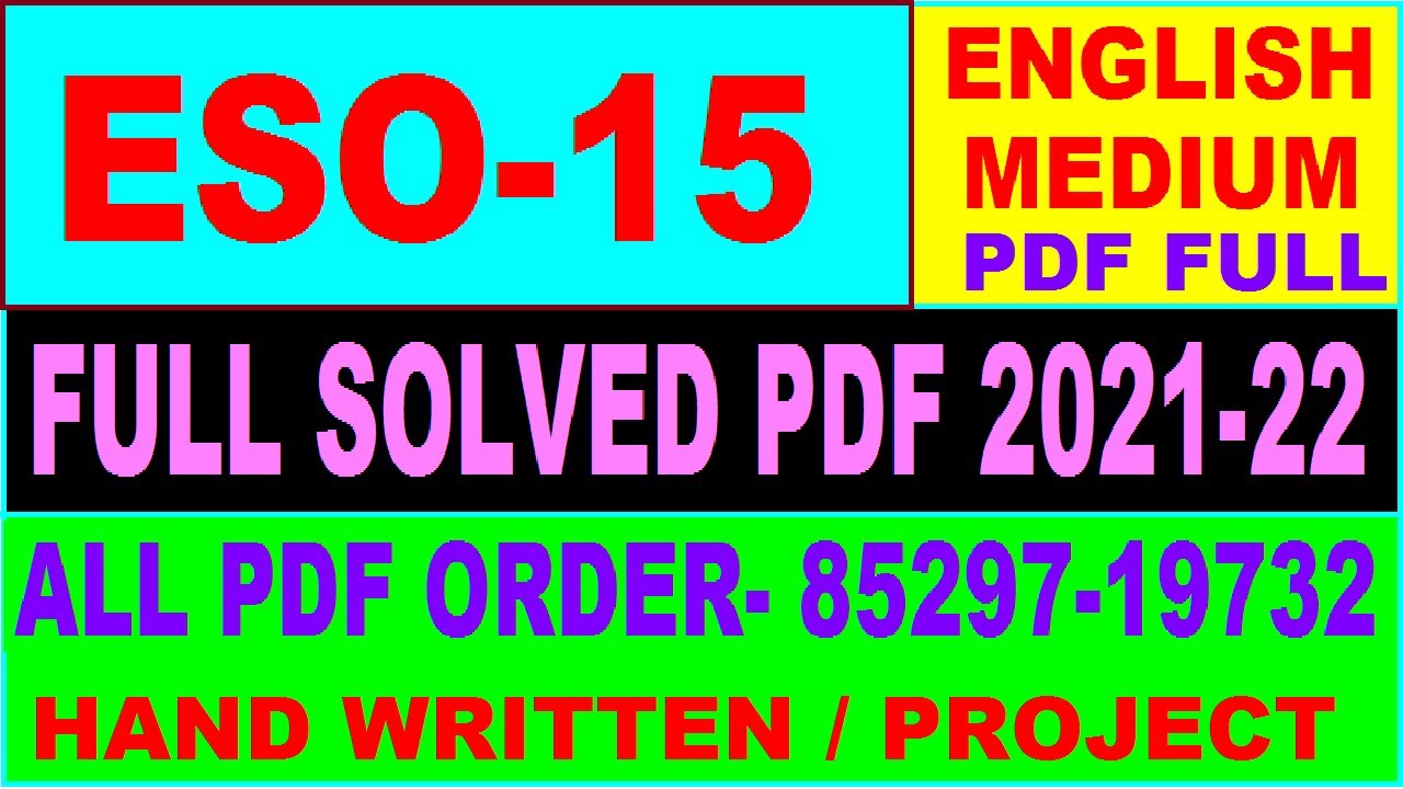 eso 15 solved assignment 2021-22 / eso 15 solved assignment in english / ignou eso 15 pdf