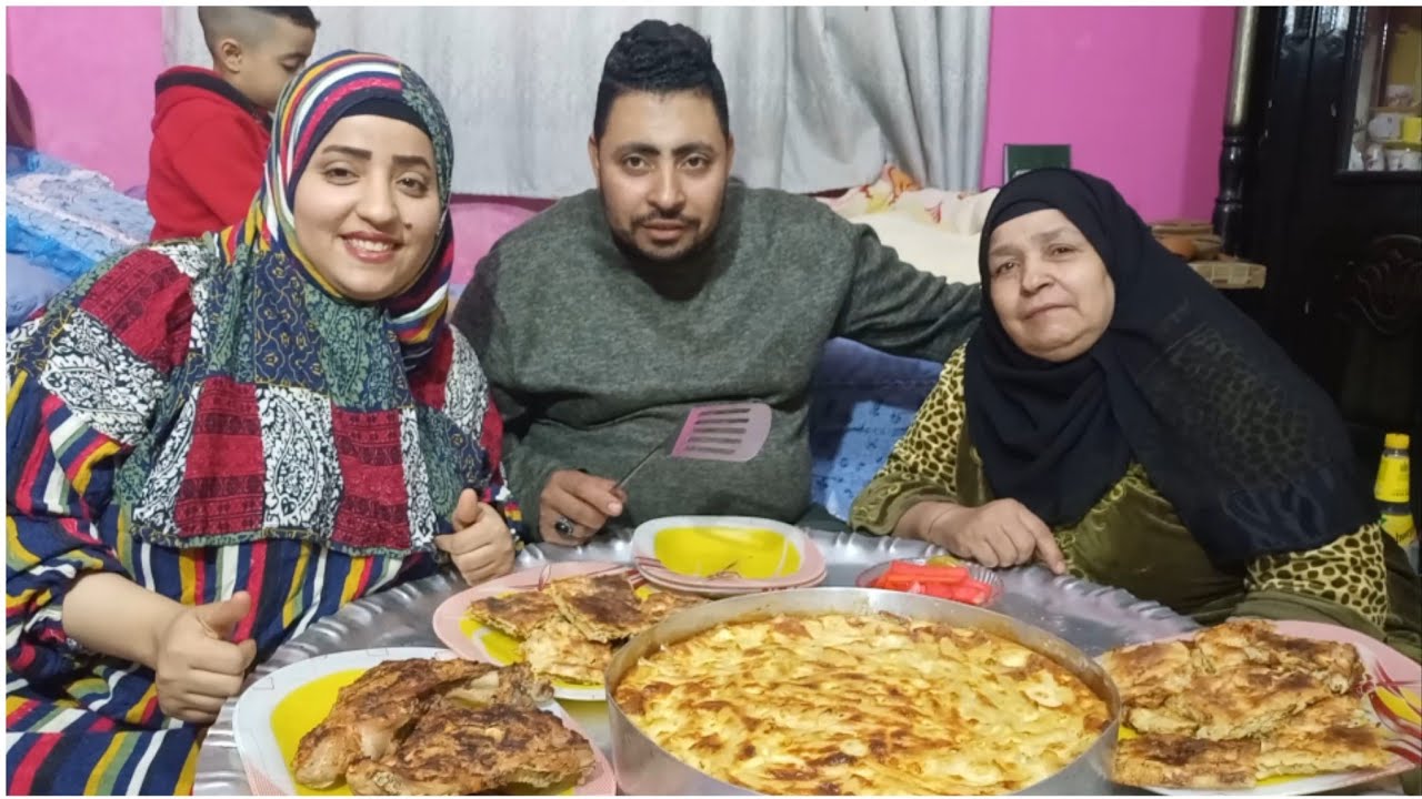 فطار رمضان اول عزومه لحماتي على اكبر افخاد رومي واكبر صينيه مكرونه بشاميل وجلاش بالفراخ