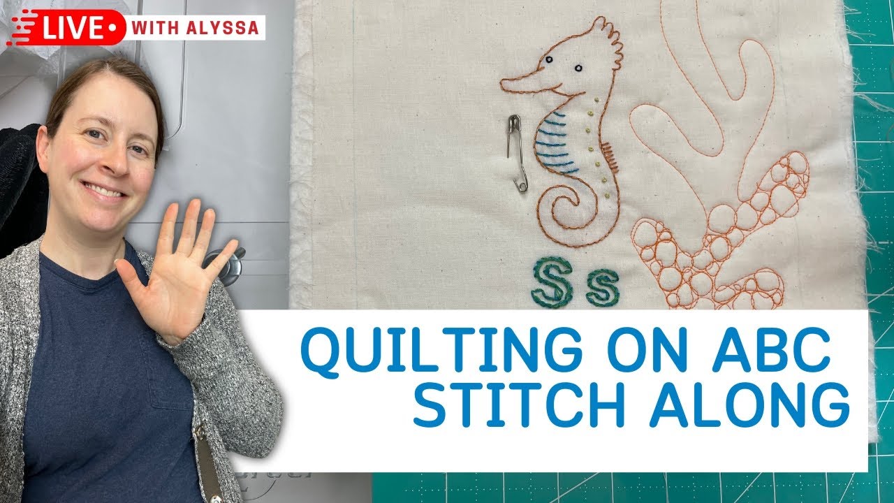 ABC Stitch Along free motion quilting blocks - Live with Alyssa