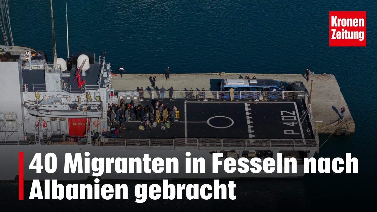 40 Migranten in Fesseln nach Albanien gebracht | krone.tv NEWS