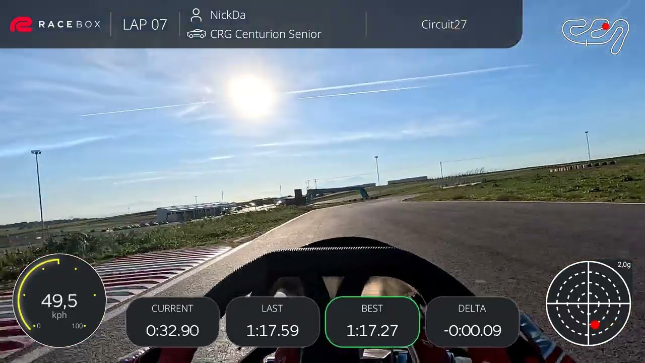 Almost there! 1:17.02 with the CRG 390cc rental kart at Circuit27!