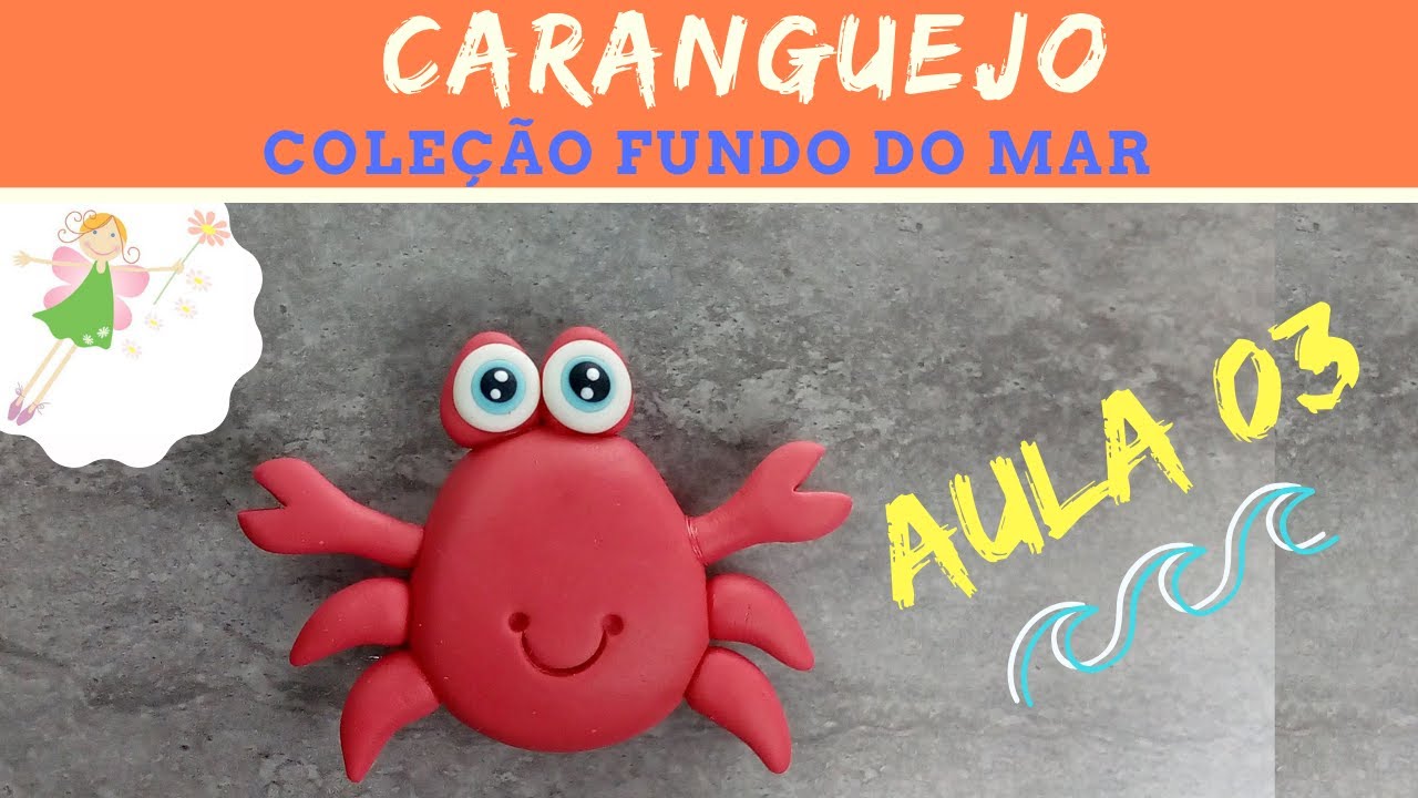Na Decoração do Fundo do Mar o Caranguejo Não Pode Faltar! Modelado em Biscuit Sem Moldes Vem Ver!