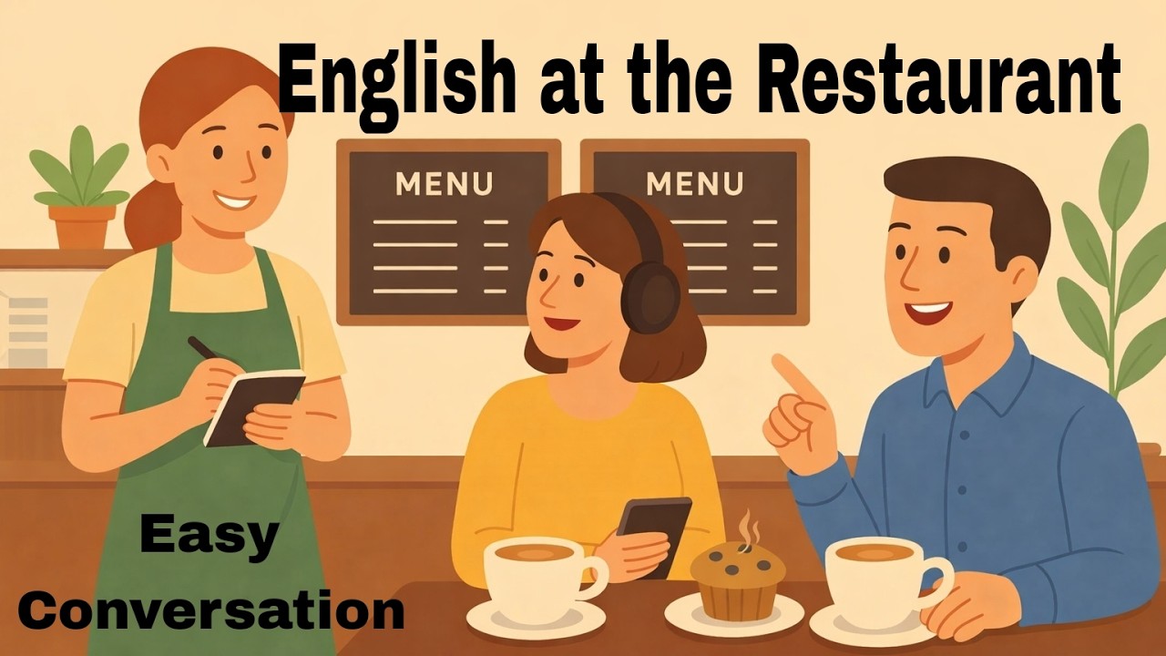 English at the Restaurant | Easy English Conversation for Beginners 🍔☕Happy English