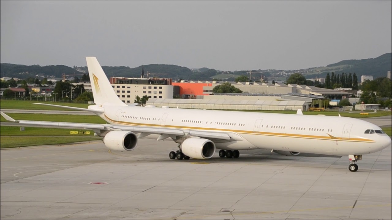 EXECUTIVE Airbus A340-600 departing Salzburg Airport