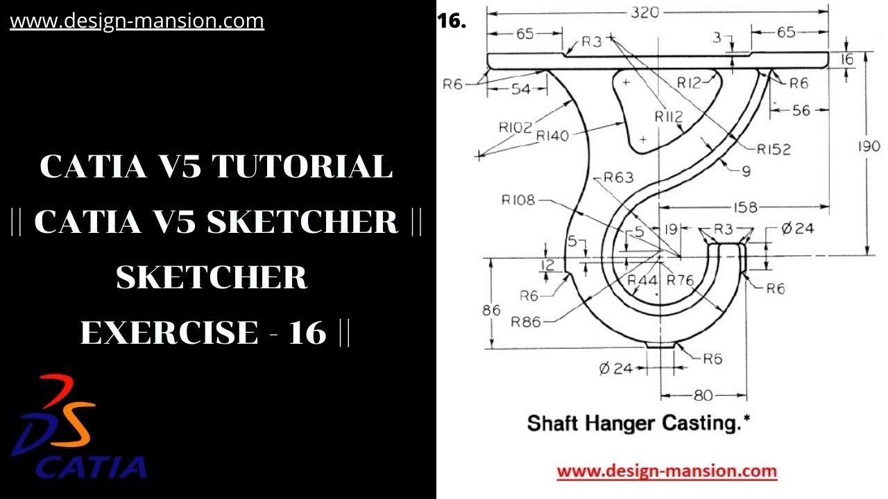 CATIA V5 Tutorial || CATIA V5 || Sketcher Exercise - 16