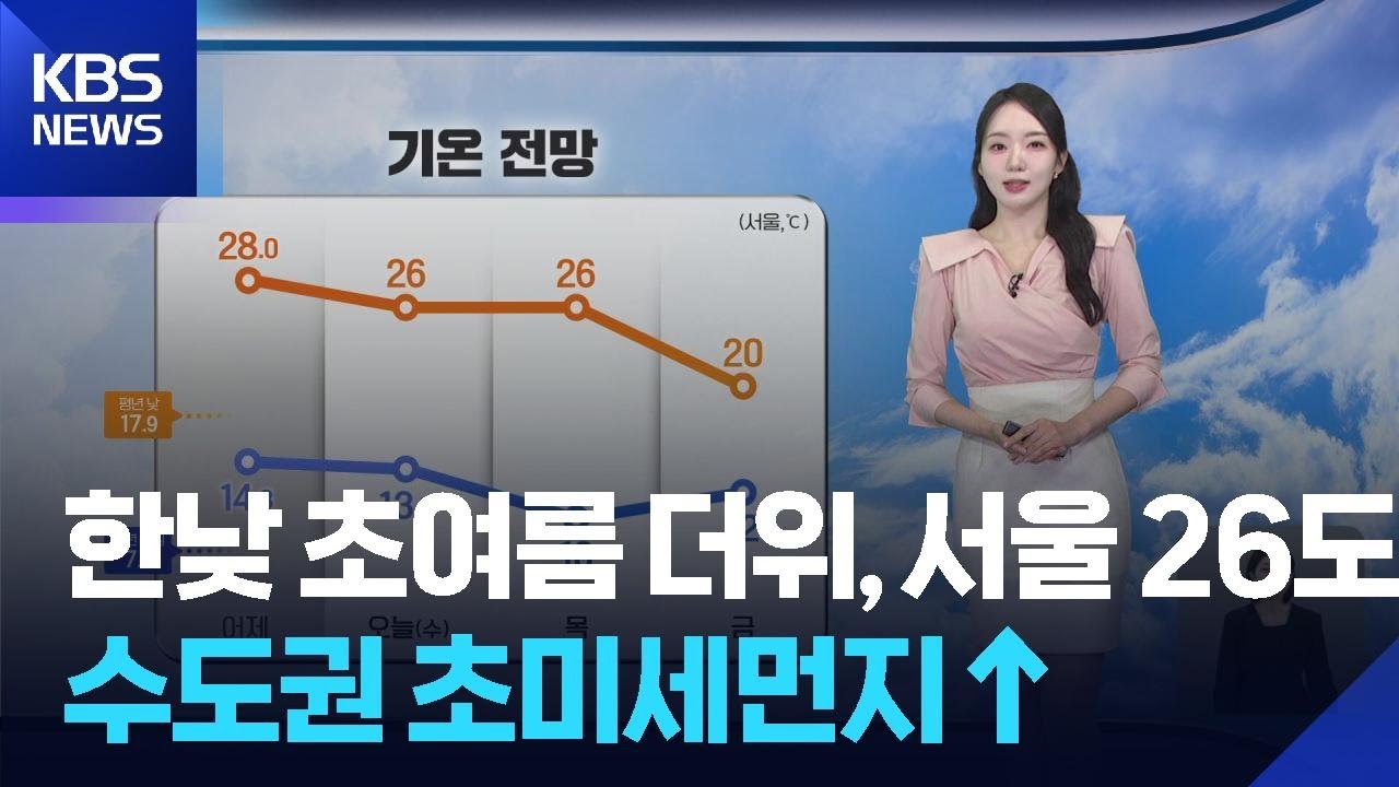 [날씨] 한낮 초여름 더위, 서울 26도&hellip;수도권 초미세먼지&uarr; / KBS  2026.04.15.