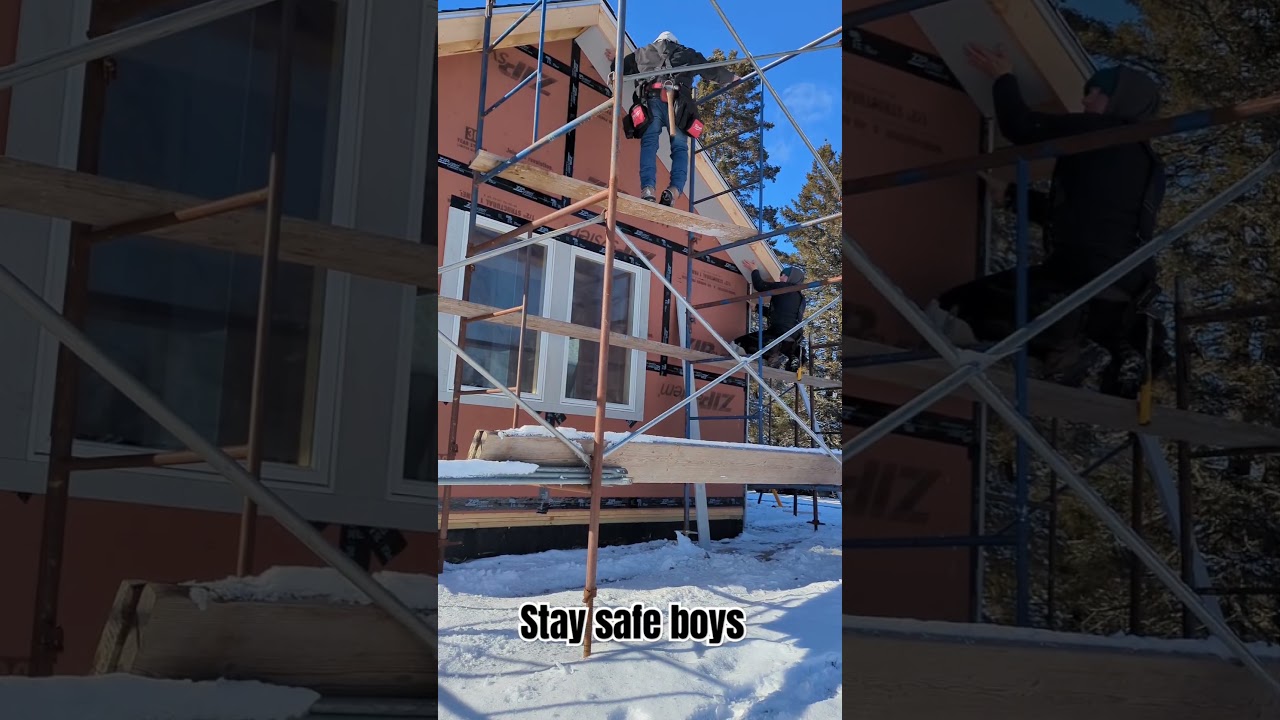Construction work on scaffolding #carpentry #roofing