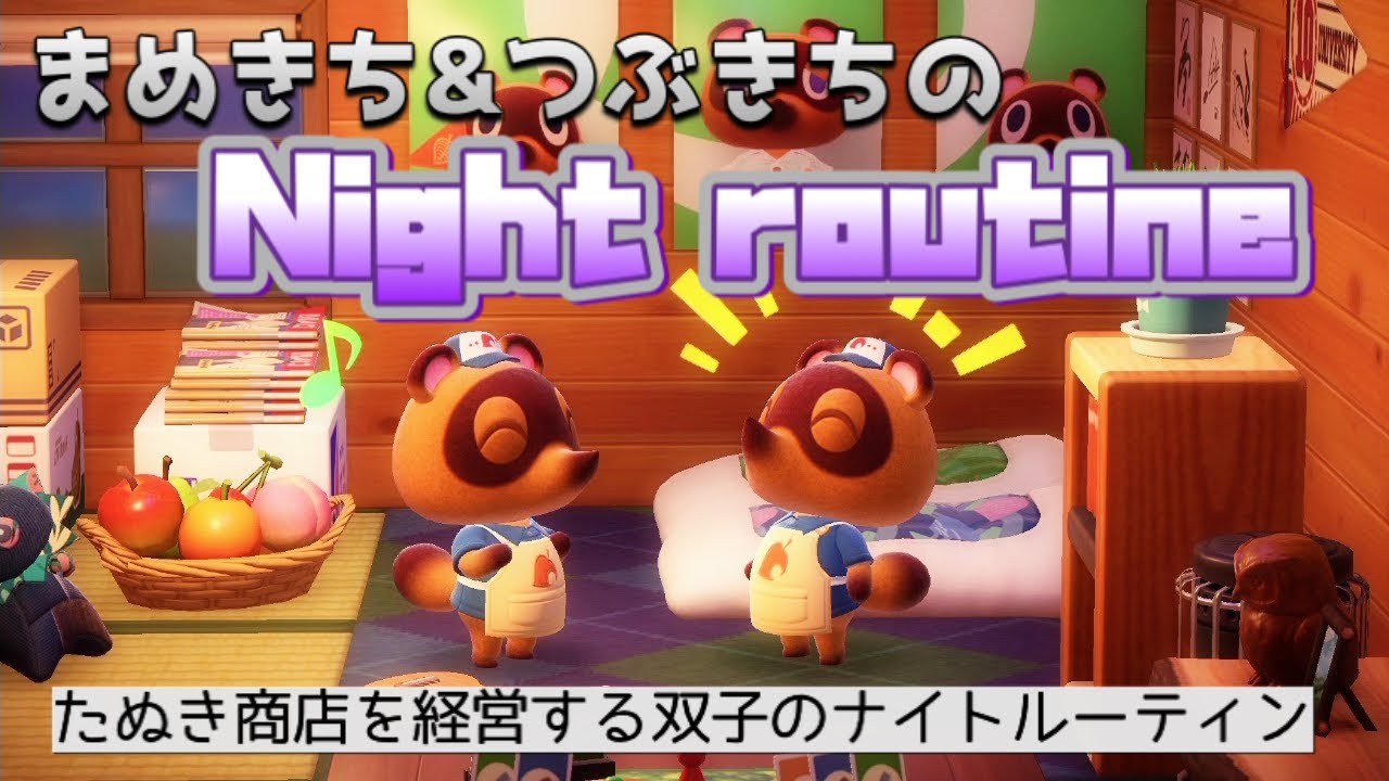 【あつ森】まめきち&つぶきちのナイトルーティーン(双子の夜)/パニーの島【あつまれどうぶつの森】【Animal Crossing】【Night routine】