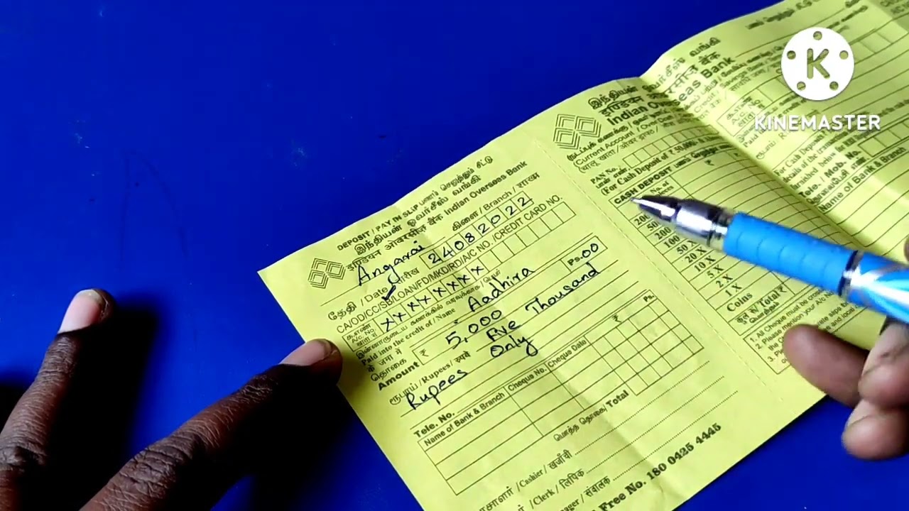பணம் செலுத்தும் படிவம் நிரப்புவது எப்படி/Indian overseas bank deposit slip filling in tamil/