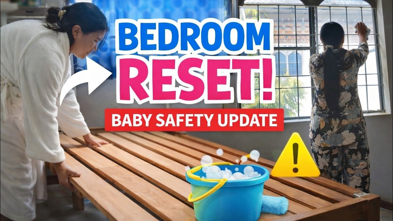 Bedroom Reset 🧹 Moving Our Bed for Baby’s Safety | Cleaning & Mopping Vlog