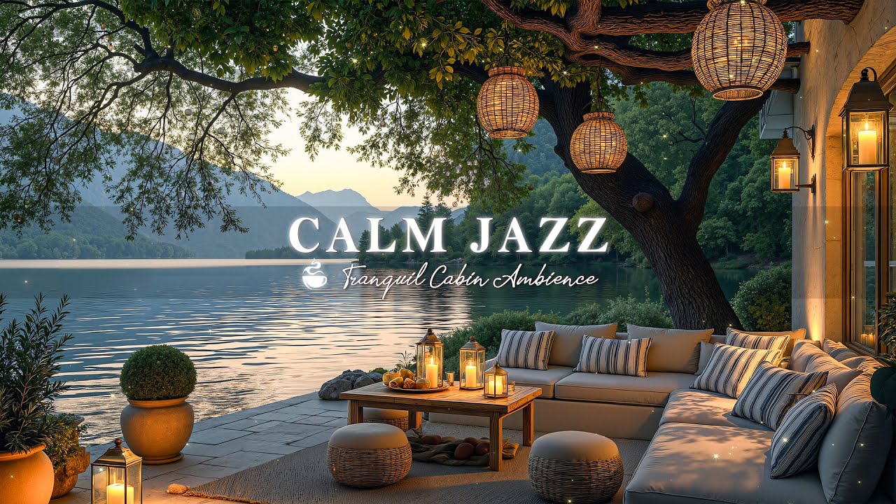 Jazz With Peaceful Evening By The Lake | Calm Jazz With Nature Sound For Relax Your Mind, Healing