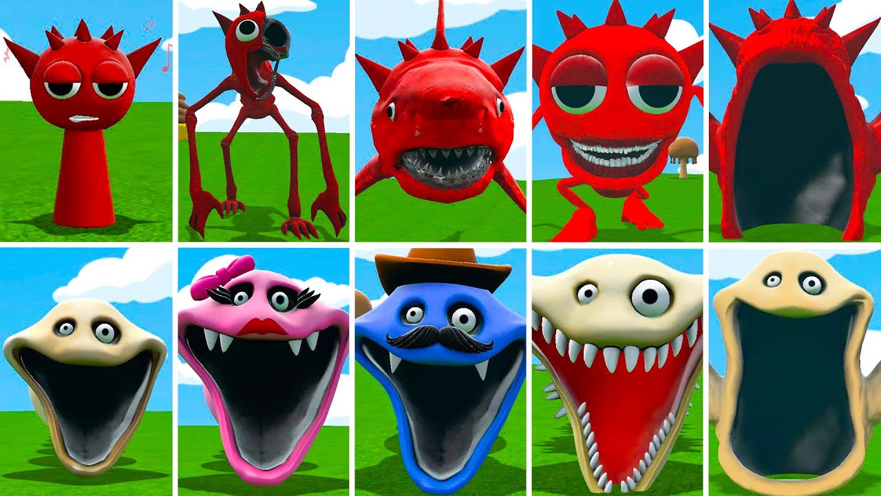 EVOLUTION OF ALL NEW ROBLOX HUNGRY WORM VS ALL RADDY RED SPRUNKI In Garry's Mod!