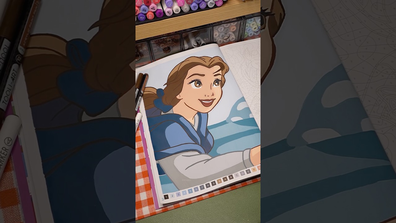 relaxing ASMR coloring Belle 🩵 Disney color by numbers book #coloriagemyst&egrave;re #asmrcoloring #disney