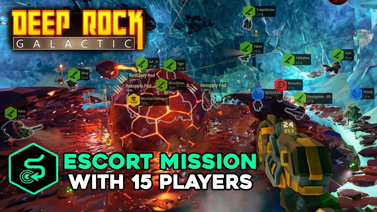 Escort Mission with 15 players - Deep Rock Galactic