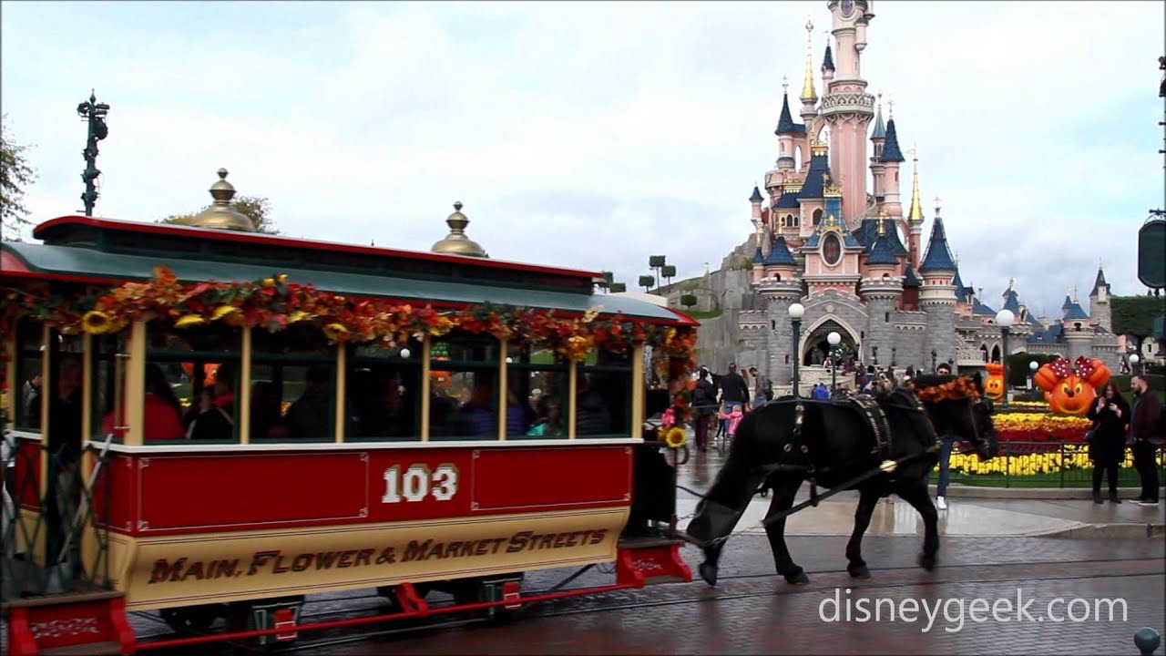 Disneyland Paris: Horse-Drawn Streetcar Passing By on Main Street USA