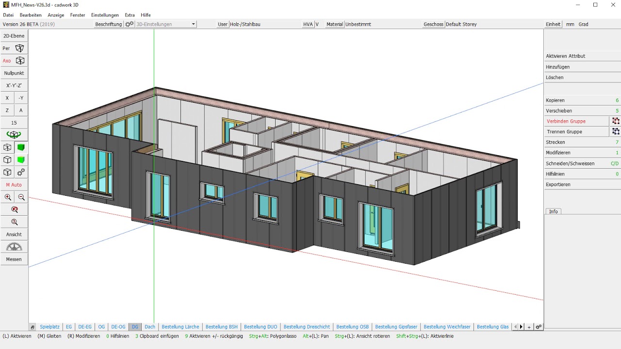 cadwork 3d V26 Grafikmodi durchschalten