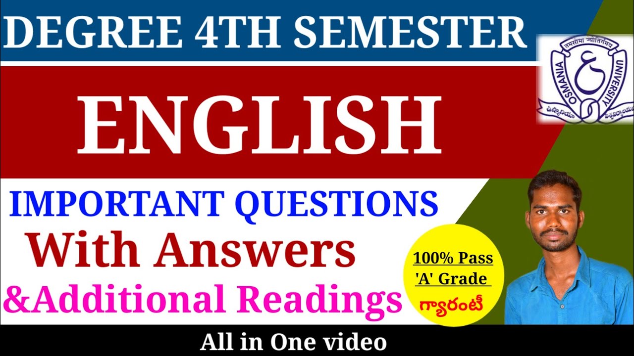 Degree 4th semester English important Questions with Answers Explanation