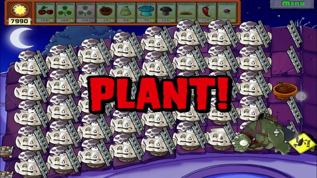 🌳☠HACK 9999 SETAS MIEDICAS ☠🌳 SUPERVIVENCIA INFINITA TEJADO DE NOCHE 🌙🌑Plants vs zombies - GAMER 287