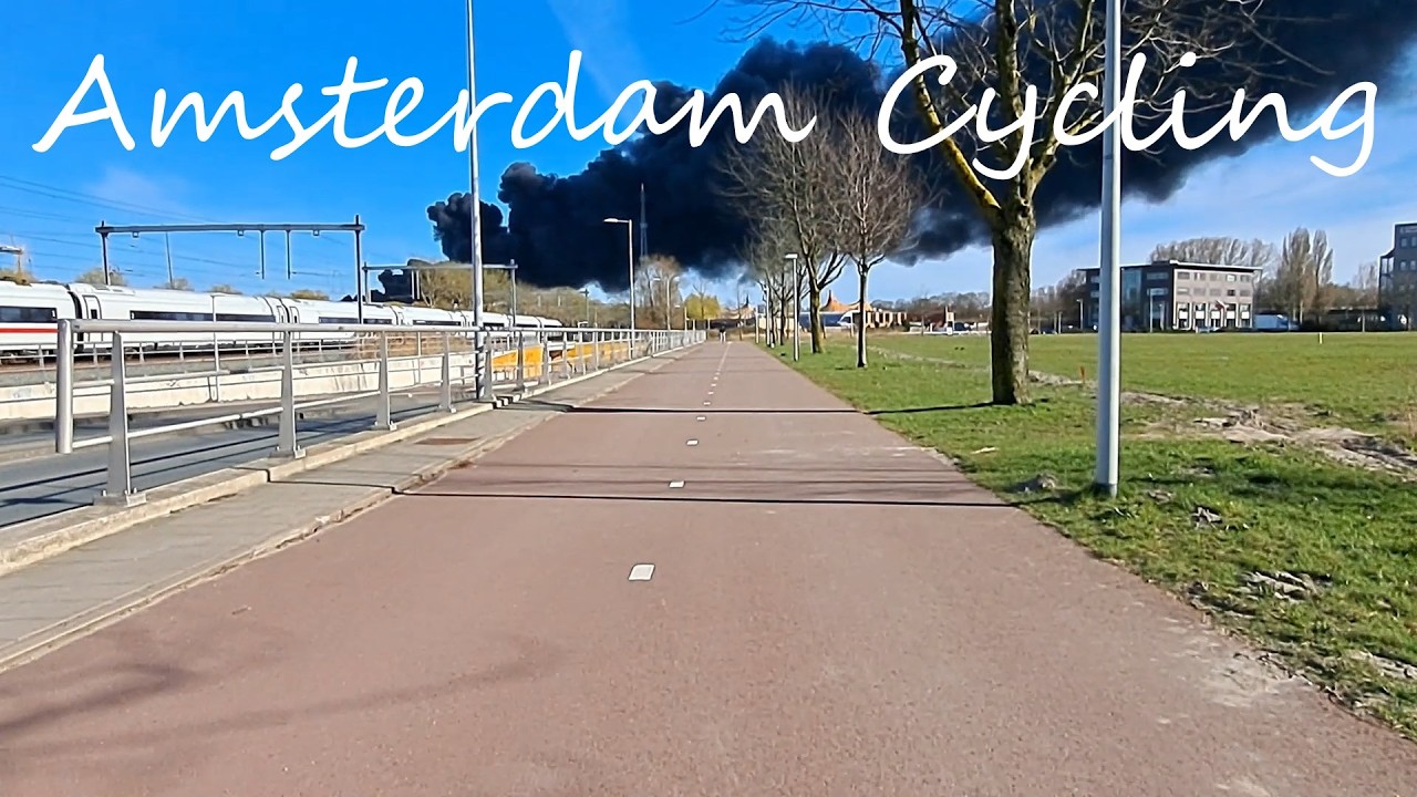 Amsterdam Cycling Bike Ride Fire in the Industrial Zone (Westelijk Havengebied) 2026 03 20